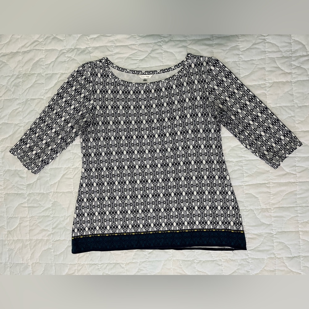 Sophie Max Blue and White Patterned 3/4 sleeve Tunic